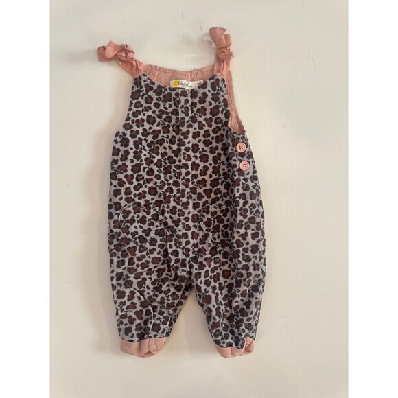 Mini Boden Other - Baby Boden Leopard Print Romper 3-6M | Baby Girl Overalls Jumpsuit Pink Corduroy